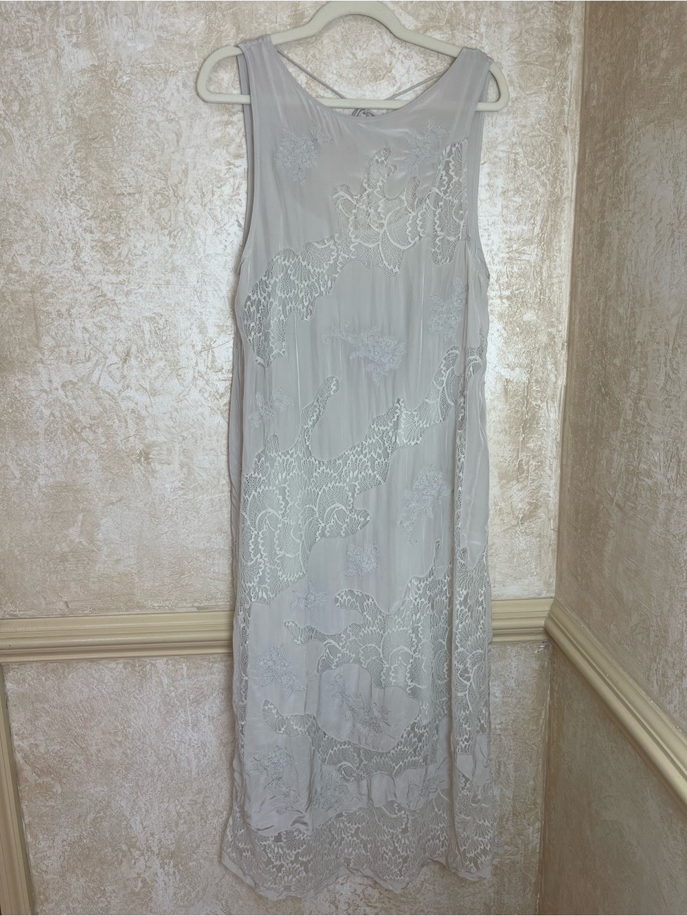 Free People Many Moons Midi Lace Slip Dress Sz S Beige Cream Fairy Romantic - Picture 5 of 15